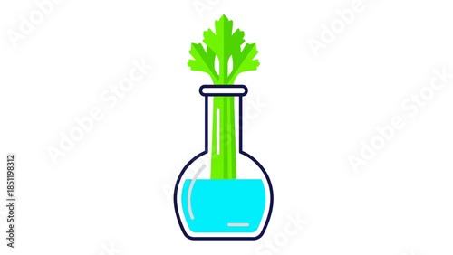 Innovative agriculture: celery growth in laboratory flask concept