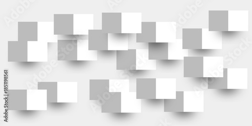 Abstract white 3D geometric shapes on white background. Professional Blank Paper or Cardboard Box Template. Innovative wall art design modern abstract gallery installation. 3d Modern abstract design.