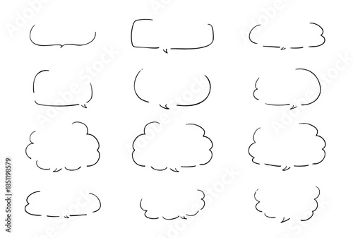 ペンの手描き吹き出しセット 黒