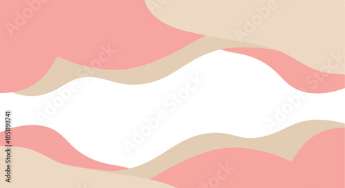 Abstract background with flowing pastel pink and beige waves.