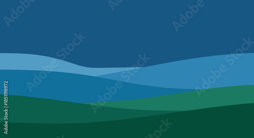 Abstract Landscape with Rolling Hills and Blue Sky.