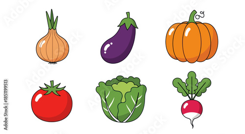 Colorful assortment of fresh vegetables isolated on white background