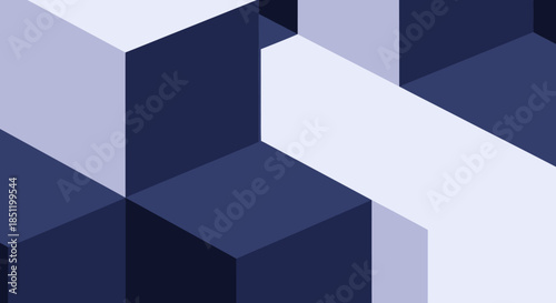 Abstract geometric background with blue and white cubes.