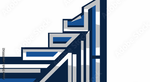 Abstract Blue and White Geometric Corner Design.