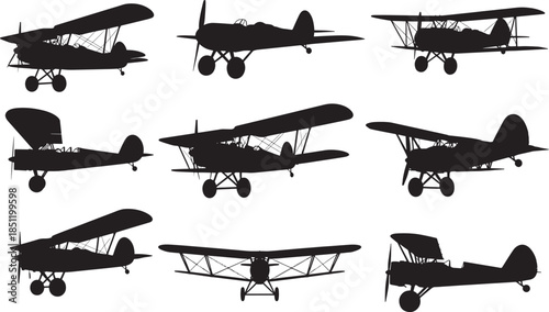 Collection of Vintage Airplane Silhouettes
