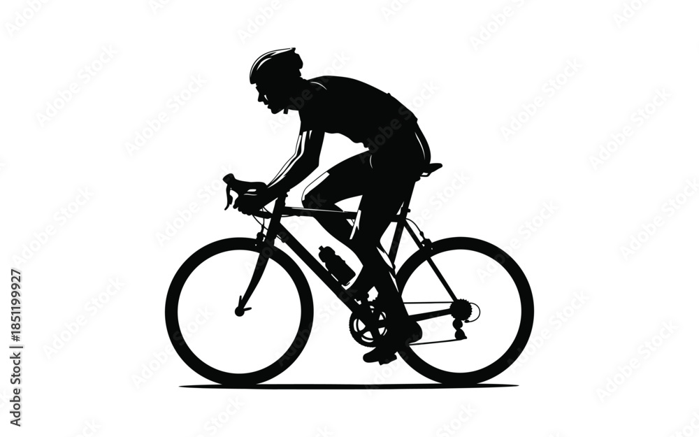 Naklejka premium Silhouette of a cyclist riding a bicycle in a dynamic motion