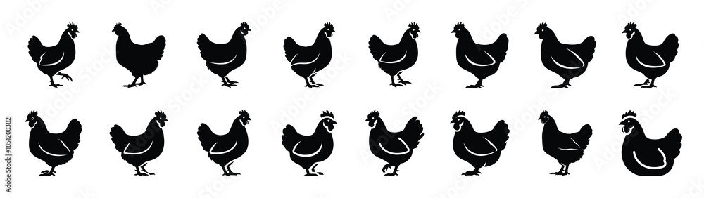 Fototapeta premium chicken icons collection. Animal icon set. Isolated on White background