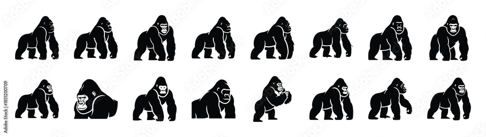 Obraz premium gorilla icons collection. Animal icon set. Isolated on White background