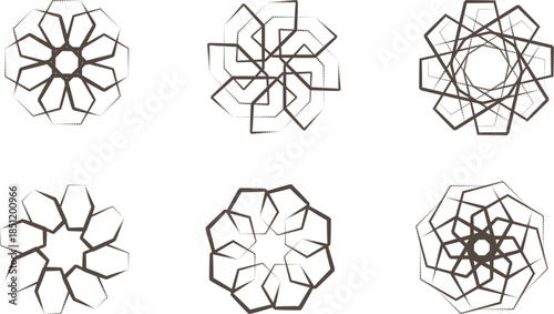 Geometric shapes forming intricate patterns and designs