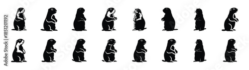 prairie dog icons collection. Animal icon set. Isolated on White background