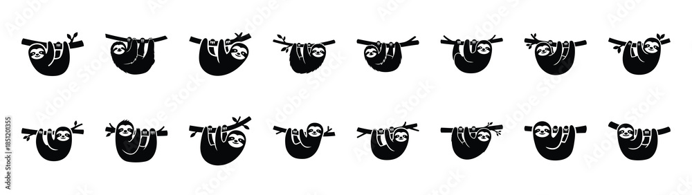 Fototapeta premium sloth icons collection. Animal icon set. Isolated on White background