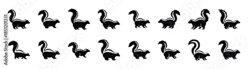 skunk icons collection. Animal icon set. Isolated on White background