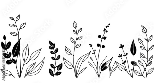 greenery silhouettes bundle, plant shadow decal pack, flora shadow icons collection, garden weed silhouettes set, meadow plant shadow vector, field plant outlines, leaf and stem silhouettes, sprout sh