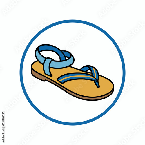 Blue Sandal Flip Flop Illustration Summer Footwear Design
