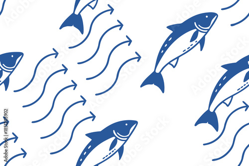 Seamless pattern with fishes