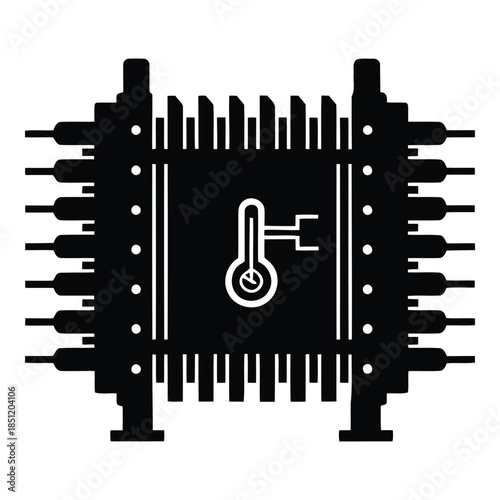 Integrated circuit with temperature sensor isolated on white background, Vector