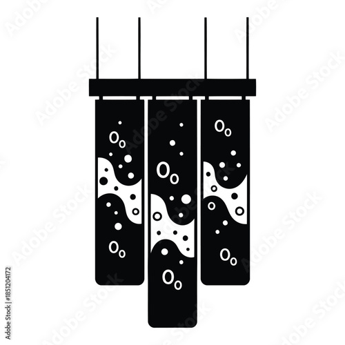 Three test tubes with substances isolated on white background, Vector