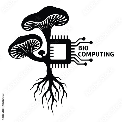 Bio computing tree isolated on white background, Vector