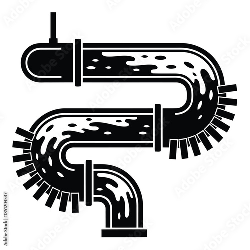 Clogged pipe with hair isolated on white background, Vector