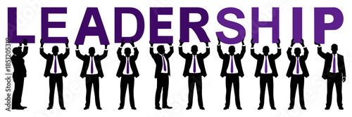 LEADERSHIP text Silhouettes Holding LEADERSHIP Concept Letters sign.