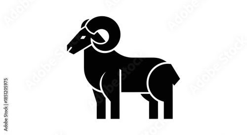 Black ram silhouette vector illustration isolated on white background