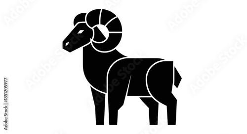 Black ram silhouette vector illustration isolated on white background