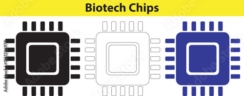 Biotech Chips Technology Illustration Set for Science