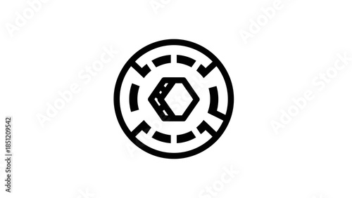 Circular abstract geometric logo symbol with inner hexagon on white.
