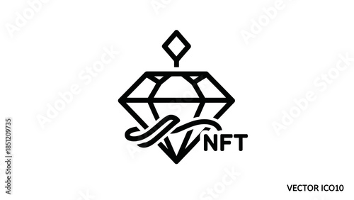 Diamond nft logo icon, representing unique digital asset on blockchain, cryptocurrency, and token.