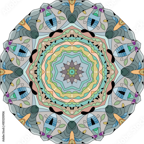 Colorful cute Mandalas. Decorative unusual round ornaments.