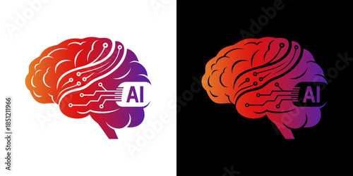 artificial intelligence AI and human brain.. AI technology, algorithm, virtual intelligence and future 