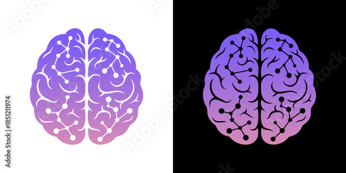 brain molecular logo icon vector illustration