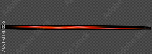 Abstract red light streaks against a transparent background