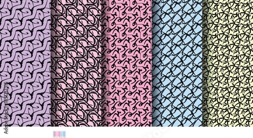 A vibrant collection of abstract patterned backgrounds in pastel colors.