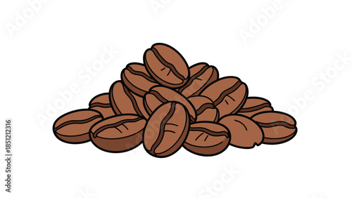 Small, inviting pile of freshly roasted brown coffee beans, showcasing a key ingredient for delicious beverages.