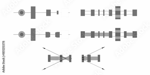 Abstract geometric shapes and lines form a minimalist black and white composition