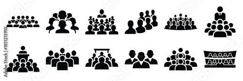 a collection of presentation audience minimal vector icon set, Human interaction vector icon set.