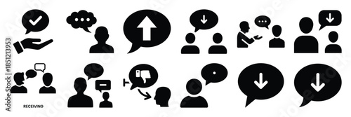 a collection of receiving feedback minimal vector icon set, Human interaction vector icon set.