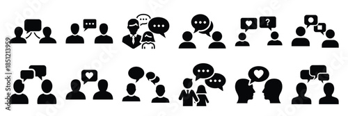 a collection of relationship conversation minimal vector icon set, Human interaction vector icon set.