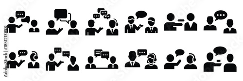 a collection of sales conversation minimal vector icon set, Human interaction vector icon set.
