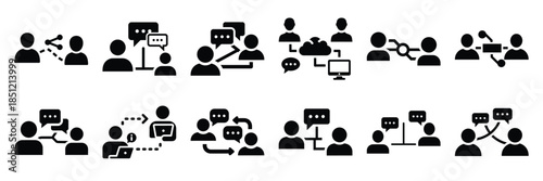 a collection of remote collaboration minimal vector icon set, Human interaction vector icon set.