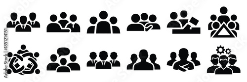 a collection of team collaboration minimal vector icon set, Human interaction vector icon set.