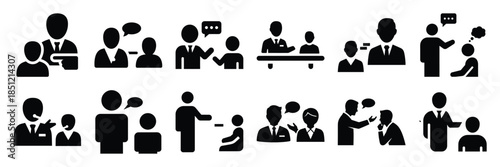 a collection of advisor client interaction minimal vector icon set, Human interaction vector icon set.