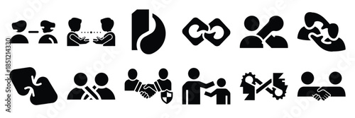 a collection of alliance interaction minimal vector icon set, Human interaction vector icon set.