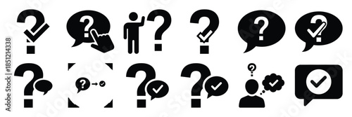 a collection of answering question minimal vector icon set, Human interaction vector icon set.