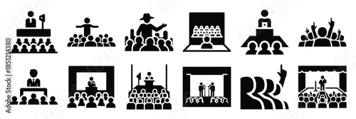 a collection of audience participation minimal vector icon set, Human interaction vector icon set.