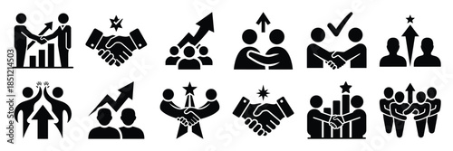 a collection of collaboration success minimal vector icon set, Human interaction vector icon set.