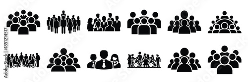 a collection of community gathering minimal vector icon set, Human interaction vector icon set.