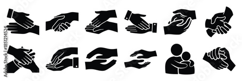 a collection of comforting gesture minimal vector icon set, Human interaction vector icon set.
