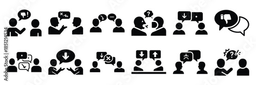 a collection of complaint discussion minimal vector icon set, Human interaction vector icon set.